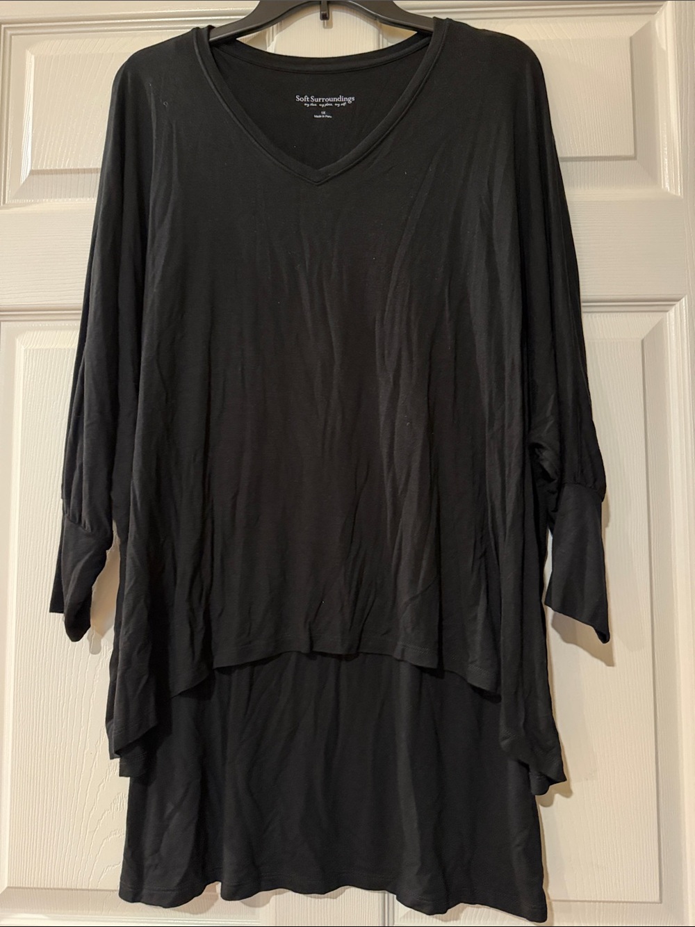 Soft Surroundings Black V-Neck Layered Tunic Top
